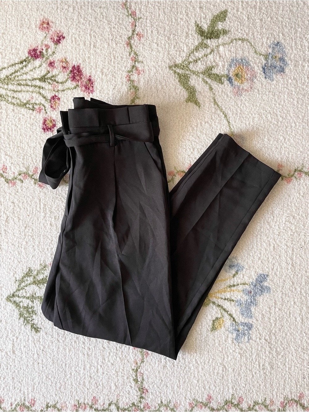 Black High-Waist Paperbag Trousers - Women Pants